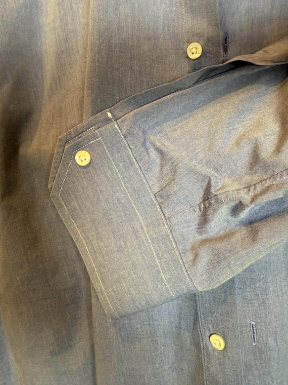 Custom Tailored Designer Solid Light Blue Cotton … - image 4