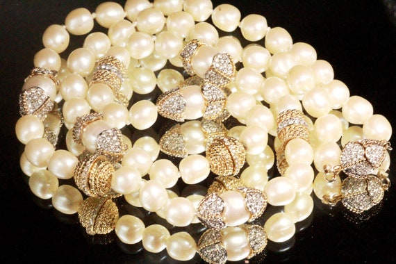 French Couture Baroque Faux Pearl Pave Rhinestone… - image 7
