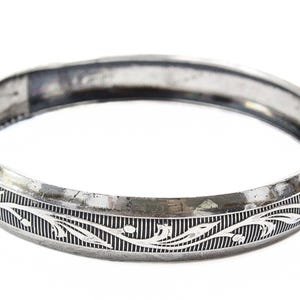 Textured Sterling Silver Etched Vines Bangle Bracelet