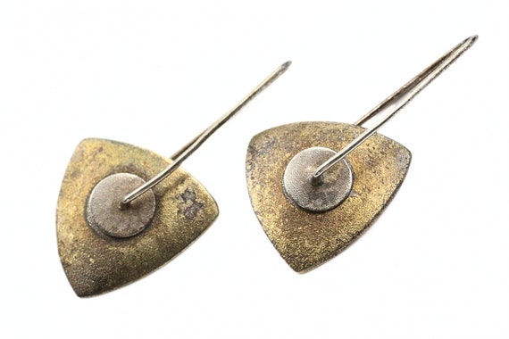 Stunning Patinaed Sterling Silver Vermeil Studio Artisan Earrings
