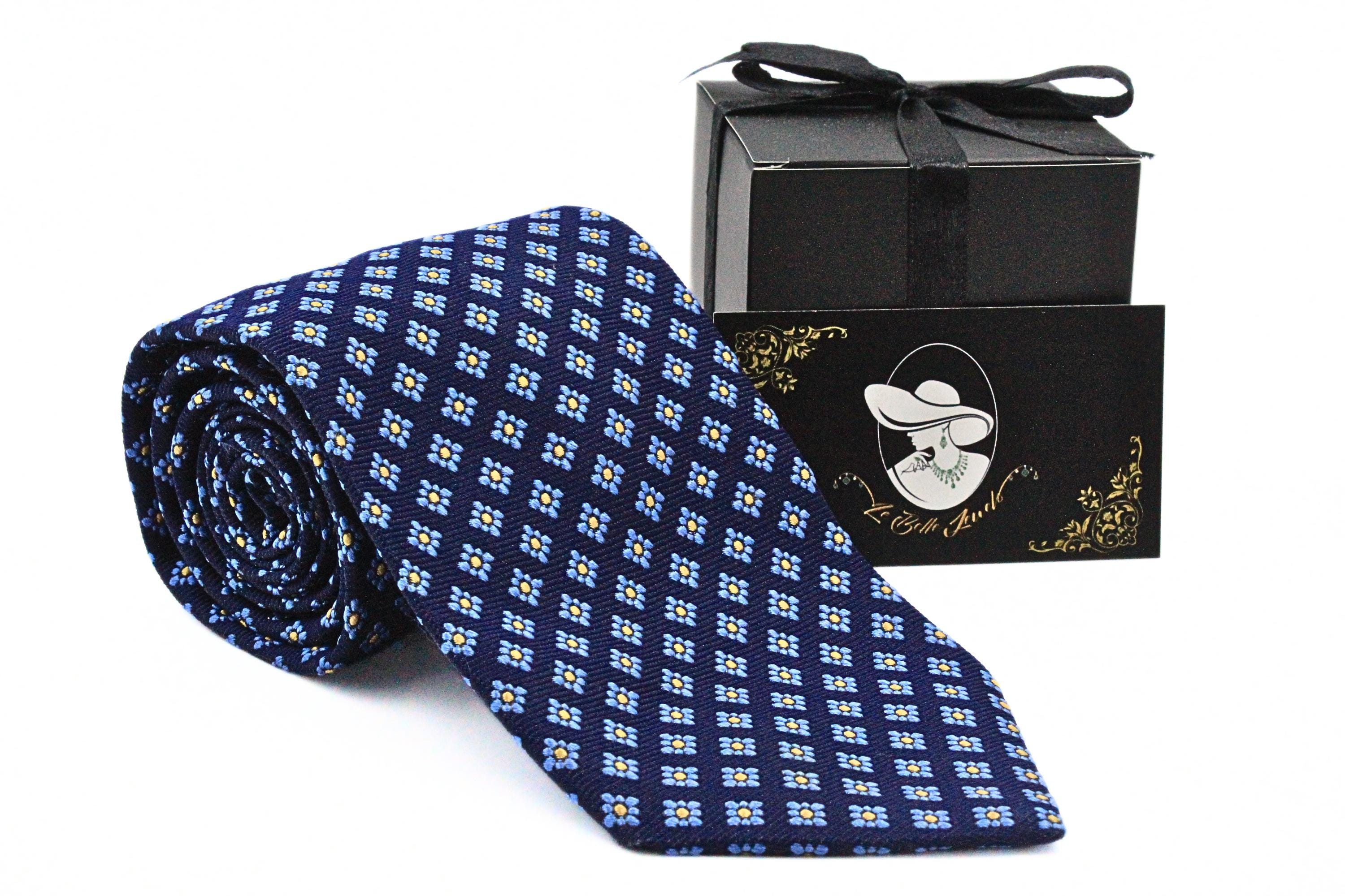 Cravatta Uomo Brooks Brothers Viola Con Fantasia Floreale Blu - 100% Seta, Lunghezza 58 Pollici
