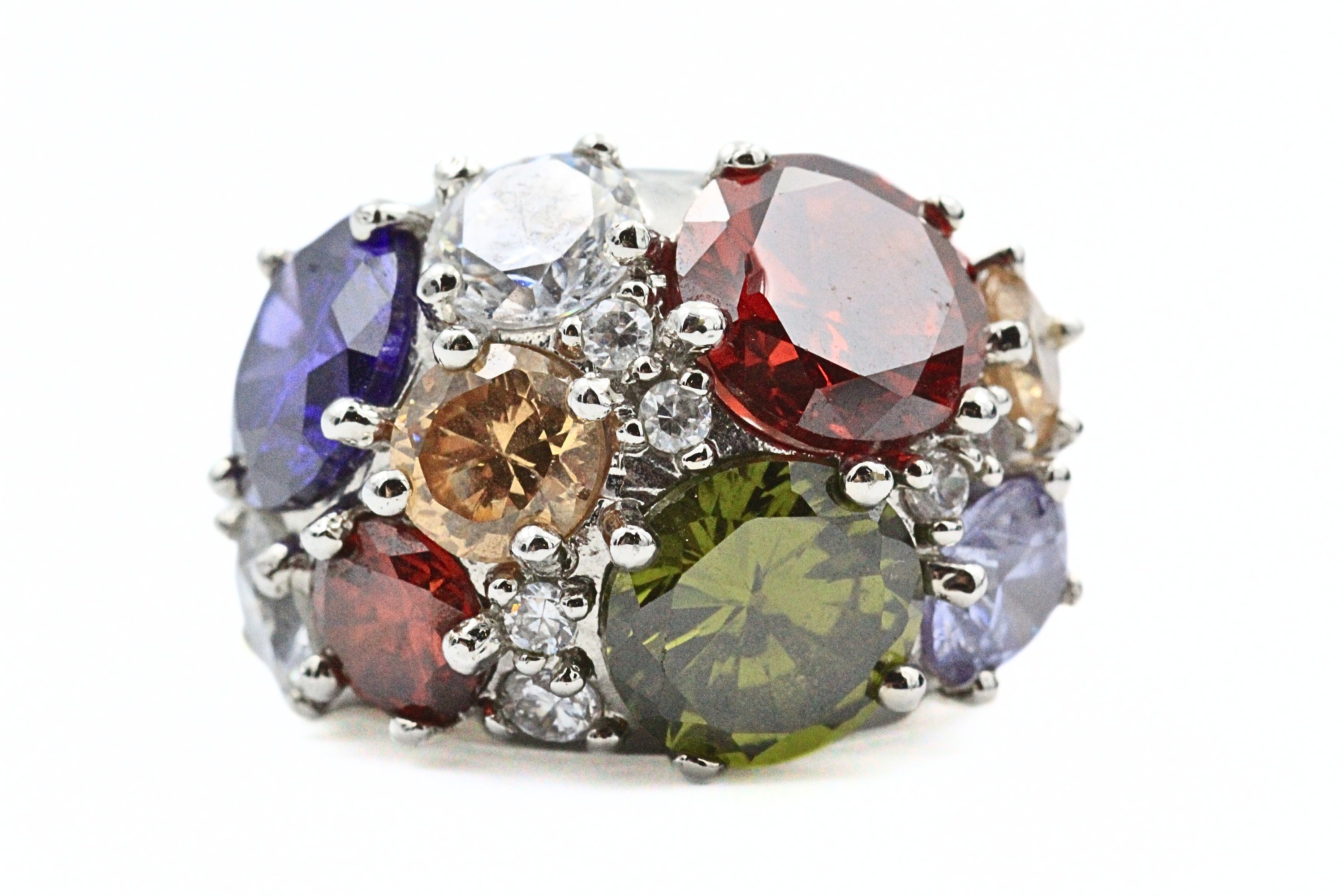 Anillo de coctel con bano de rodio y circonitas cubicas NVC multicolor de Nataliya V Collister talla 6 Etsy Espana