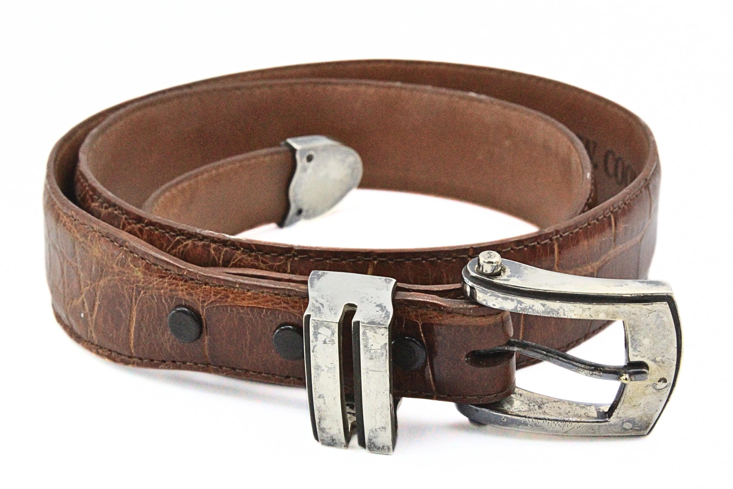 Letherock Brown Leather Belt with Silver Buckle Made in the USA Size S Tooled Brown Belt with Silver Plated Buckle main image 3