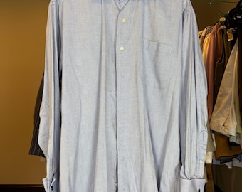Nautica Designer High End Textured 100% Cotton Blue Button Down Cuff Shirt