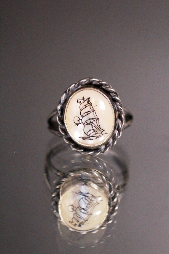 Sterling Silver Schrimshaw Ring
