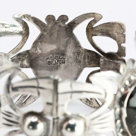 Vintage Sterling Silver Mexican Carved Aztec Face… - image 4