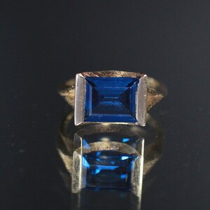 Antieke 14k gouden synthetische blauwe art-deco-ring met spinel
