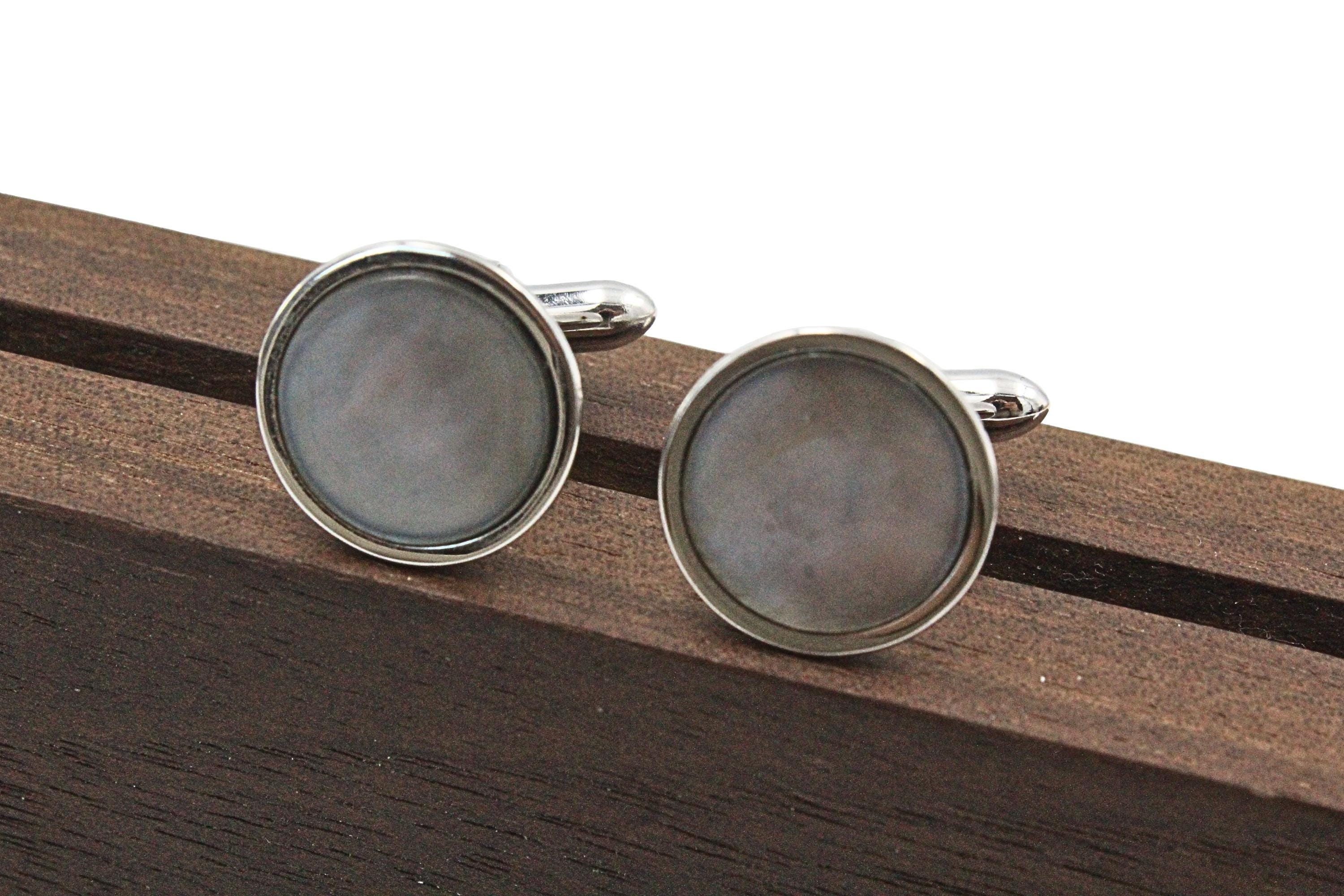 Boutons De Manchette Anciens Swank 1917 En Ormeaux Noir Et Argent - Plaque Neuve, Style Vintage élégant