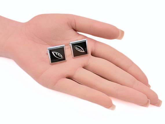 Swank Designer Signed MCM Rectangular Diagonal Ri… - image 4