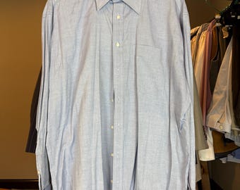 Designer Custom Tailored Light Blue Cotton Button Down Cuff Shirt w/ Initials