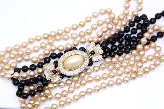 Exceptional French Couture Retro Triple Strand Bl… - image 2