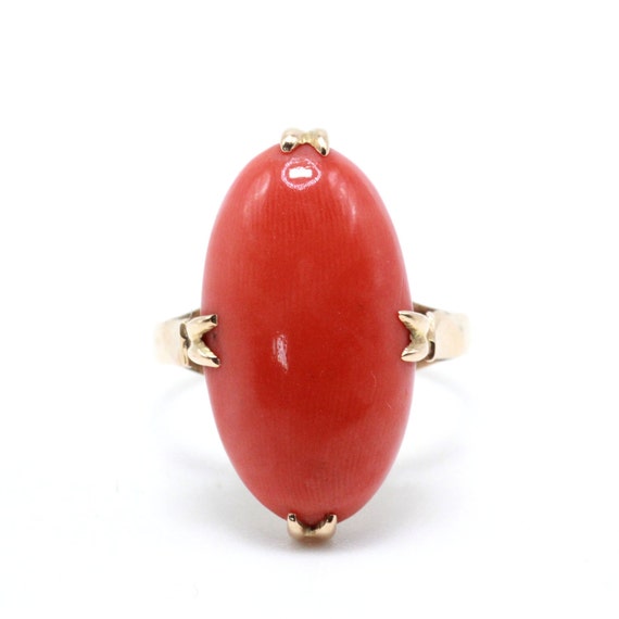 Antique 1890's 18K Gold Mediterranean Coral Caboc… - image 8