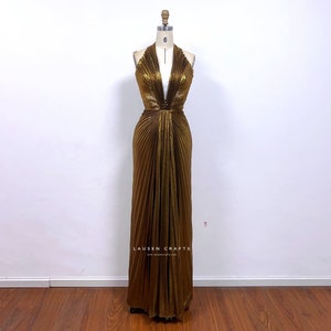 Marilyn Gold Neckholder Falten Kleid 1950er Jahre Lorelei Lee Kostüme