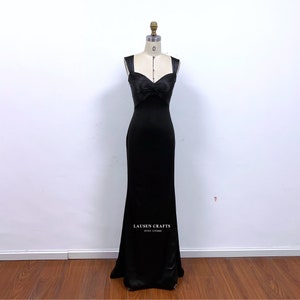 Vesper Black Satin Dress Formal Iconic Movie Evening Prom Gown