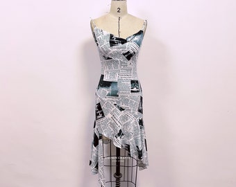 Carrie Newspaper Dress, Summer Dress, Newspaper Cocktail Party Dress