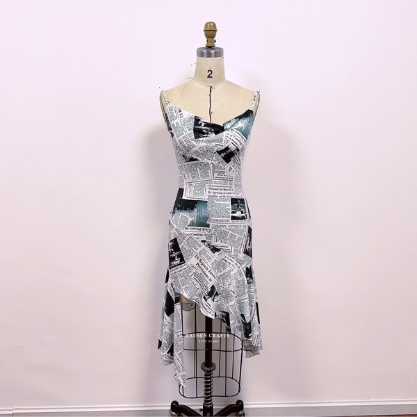 Carrie Newspaper Dress, Sommerkleid, Newspaper Cocktailparty Kleid