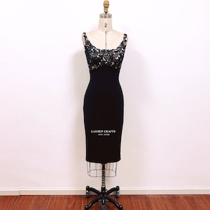 Bodycon Black Party Dress, 1950s Cocktail Dress, Little Black Dress Marilyn, Sleeveless Dress