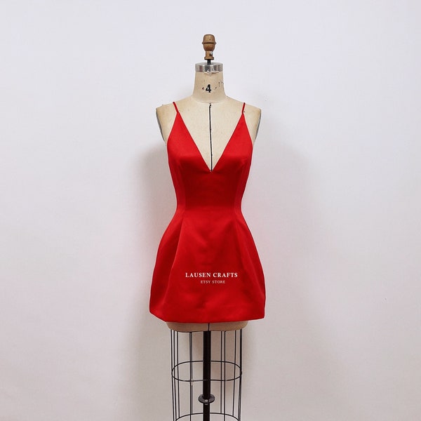 Red Satin Mini Dress: Cocktail Party, Homecoming