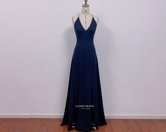 dark blue v neck prom dress MACloth Deep V Neck Taffeta Prom Dress Dark Navy Formal Evening Gown Custom Color / Above Knee / US12
