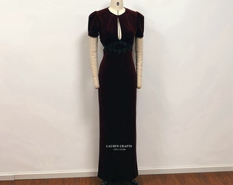 Burgundy Velvet Dress | Custom Velvet Gown | Age of Adline Dress | Formal Evening Prom Dress