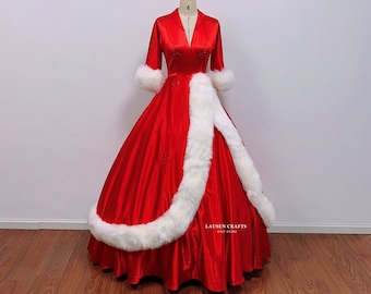 Christmas Red Dress | Christmas Red Gown | Custom Christmas Costume | White Christmas Betty Dress