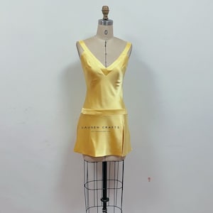 Sabrina Yellow Mini Satin Birthday Party Dress How to Lose a Guy