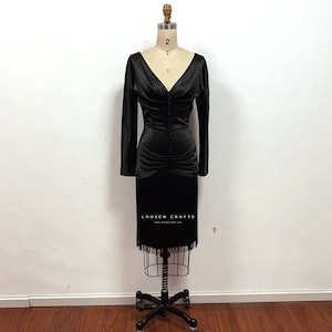 Sugar Kane Black Satin Fringe Dress Marilyn Some Like It Hot Costume