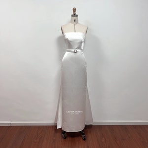 Marilyn 1950s White Strapless Satin Long Formal Evening Dress