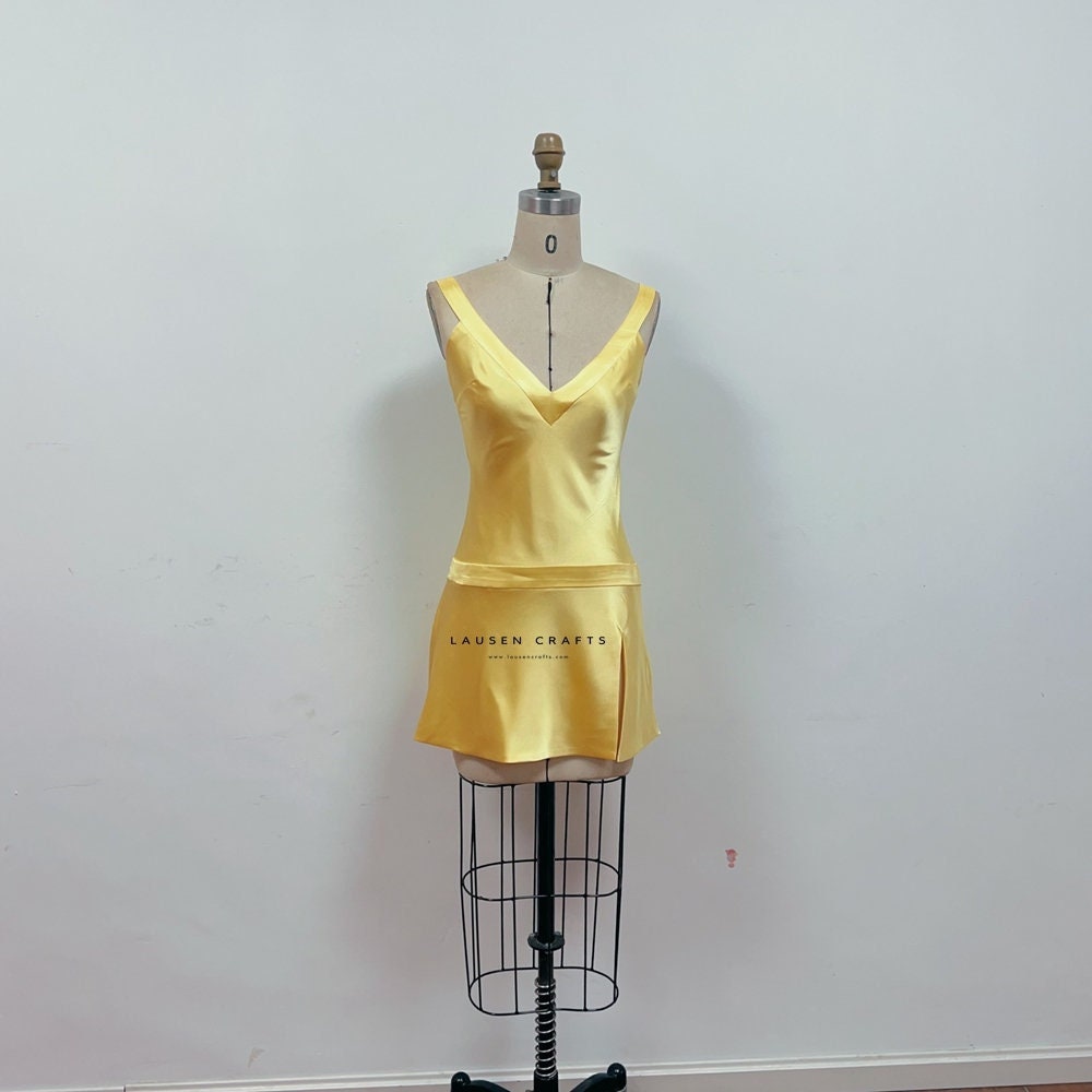 chinese dress ladies Yellow Rom Com Dress Pattern Satin Evening Gown How to Lose a Guy in 1 –  Rosys Patterns main image 0