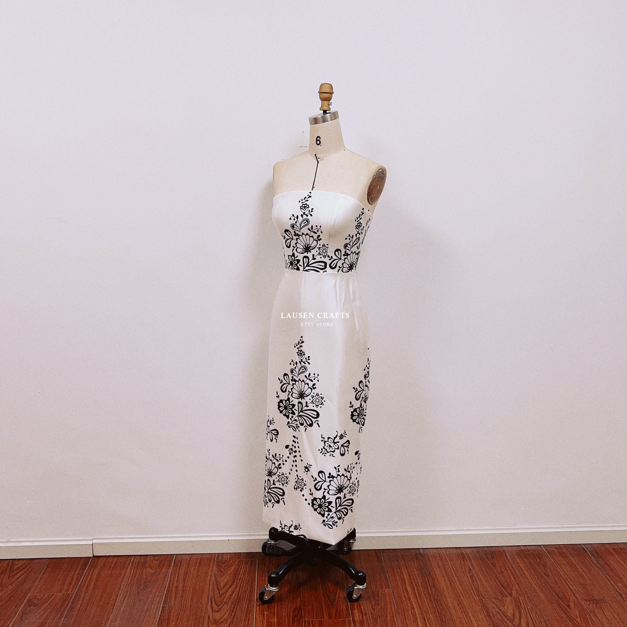 Hepburn Inspired Sabrina Dress, 1950s Movie Wedding Dress, Black and White  Print Bridal Gown - Etsy