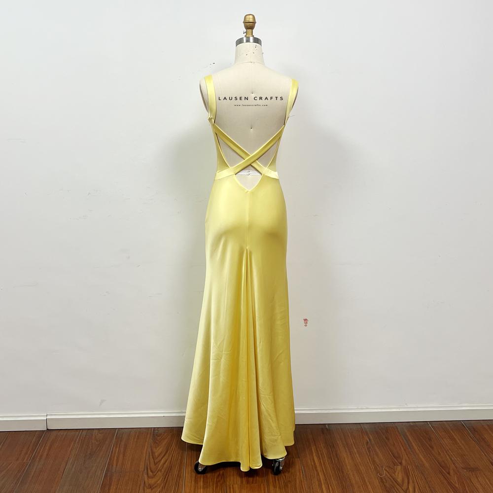 Light Yellow Silk Satin Evening Prom Dress Andie Anderson Costume - Etsy