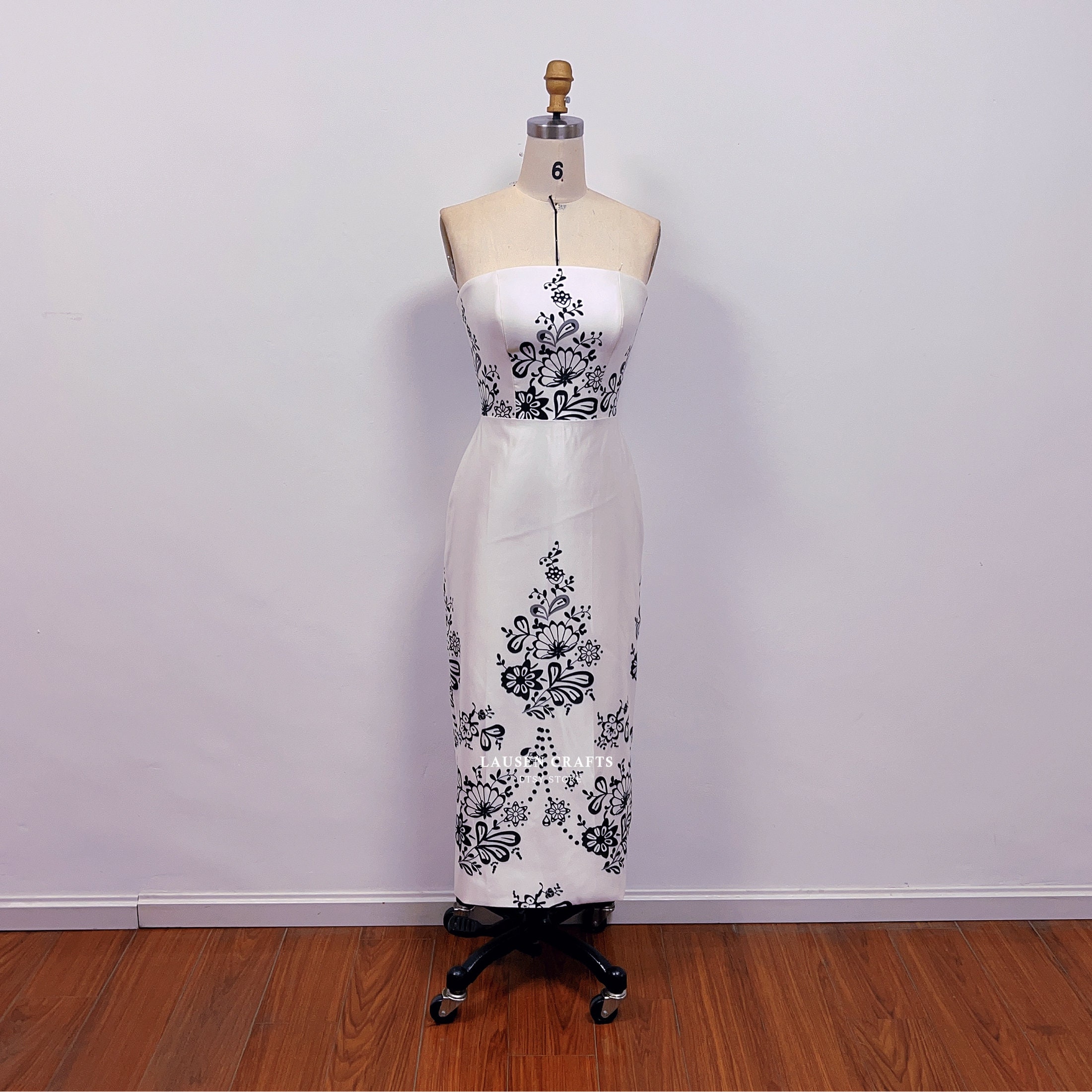 Hepburn Inspired Sabrina Dress, 1950s Movie Wedding Dress, Black and White  Print Bridal Gown - Etsy
