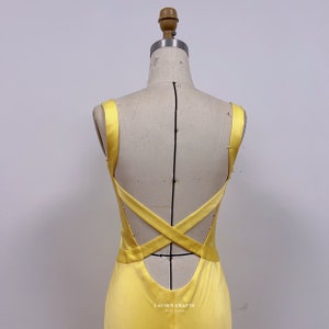 Yellow Satin Evening Gown Yellow Satin Prom Dress Yellow Dress How to Lose Custom Satin Formal Dress image 4