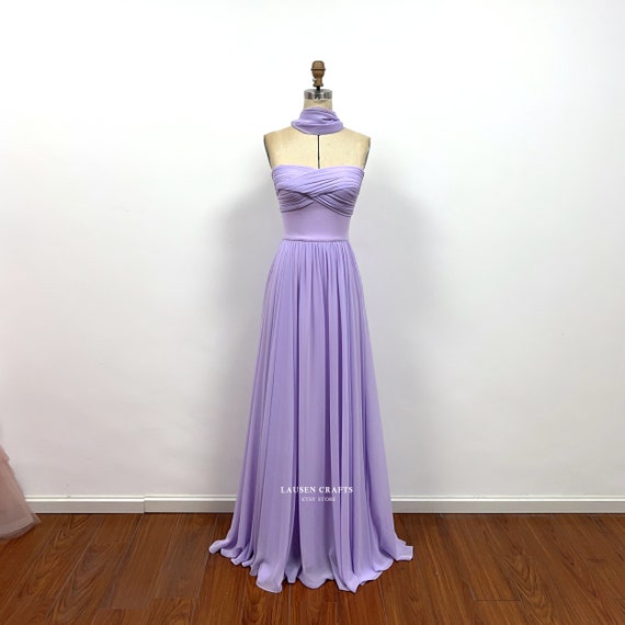 open lace back dress Puff-Sleeve Strapless Sweetheart Long A-Line Prom Dress Lilac / Large