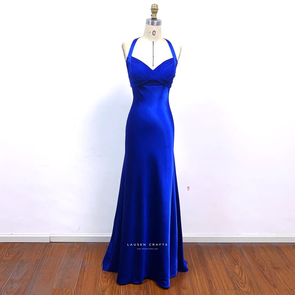 royal blue satin prom dress Elena Formal Strapless dress