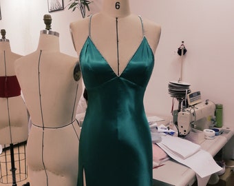 Elvira Hancock Scarface Costume Teal Blue Satin V neck Formal Prom