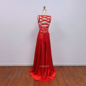 Red Satin Dress Solange, Red Satin Formal Prom Dress, Satin Gown zdjęcie 3