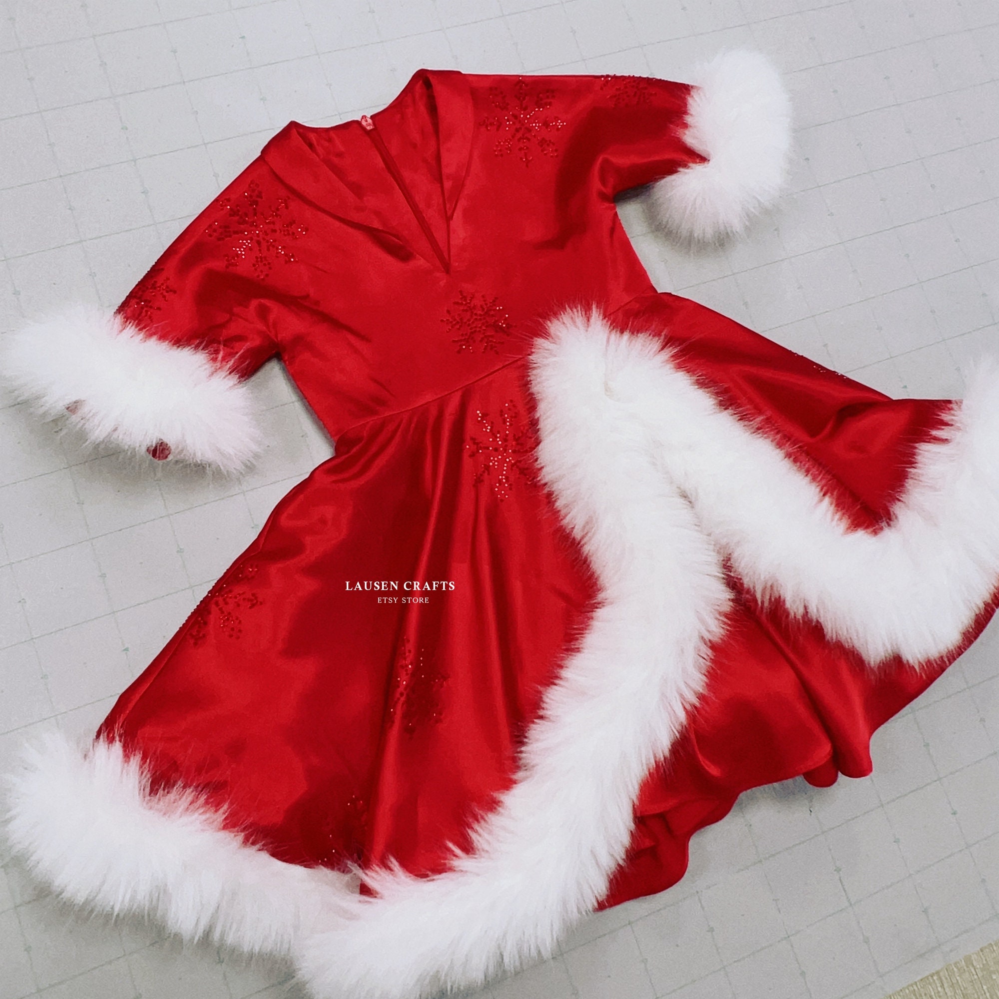 white christmas red velvet dress Girls' Velvet Tutu Christmas Dress