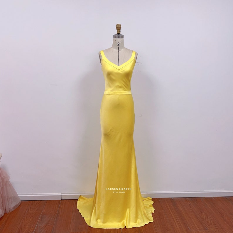 Yellow Satin Evening Gown Yellow Satin Prom Dress Yellow Dress How to Lose Custom Satin Formal Dress zdjęcie 6