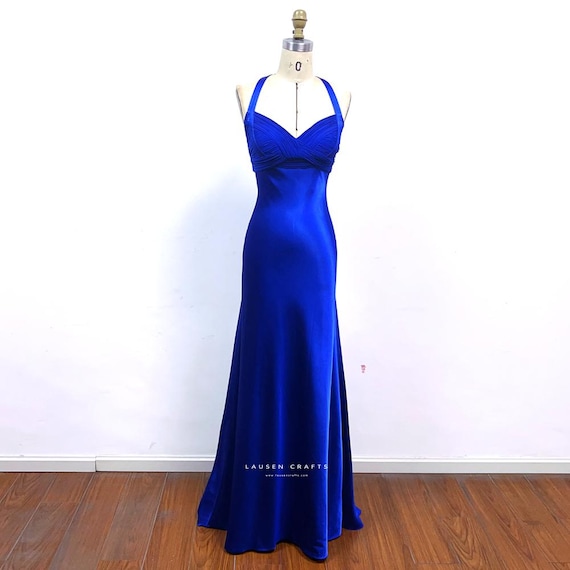 Elena Royal Blue Satin Formal Prom Dress