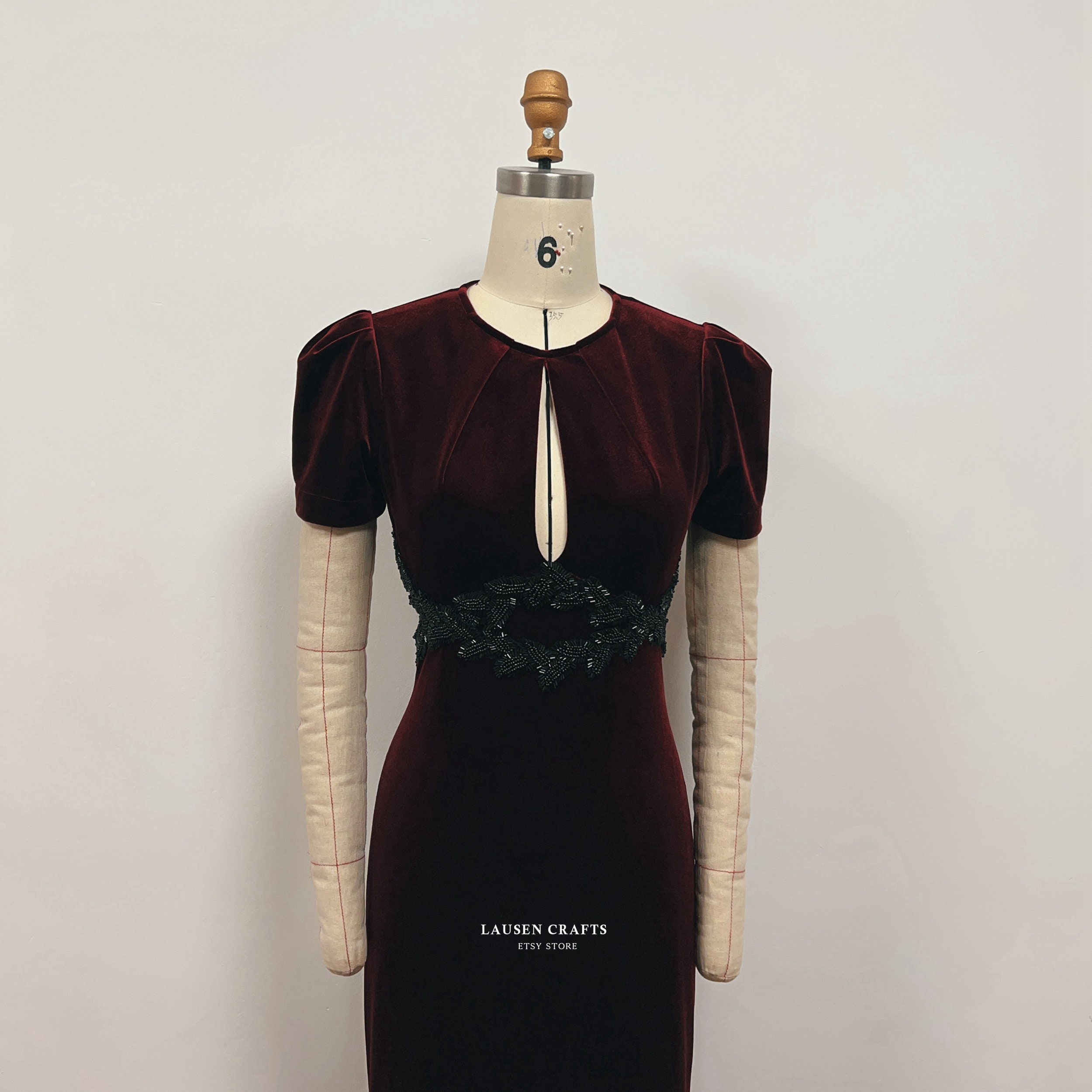 Burgundy Velvet Dress | Custom Velvet Gown | Age of Adline Dress | Formal Evening Prom Dress