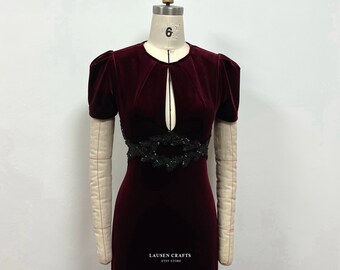 Burgundy Velvet Dress | Custom Velvet Gown | Age of Adline Dress | Formal  Evening Prom Dress - Etsy