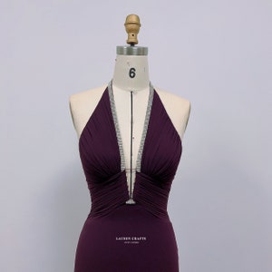 Gorgeous Halter Deep V Neck Evening Dress Sexy Purple Party Prom Dress cc2156 main image 0