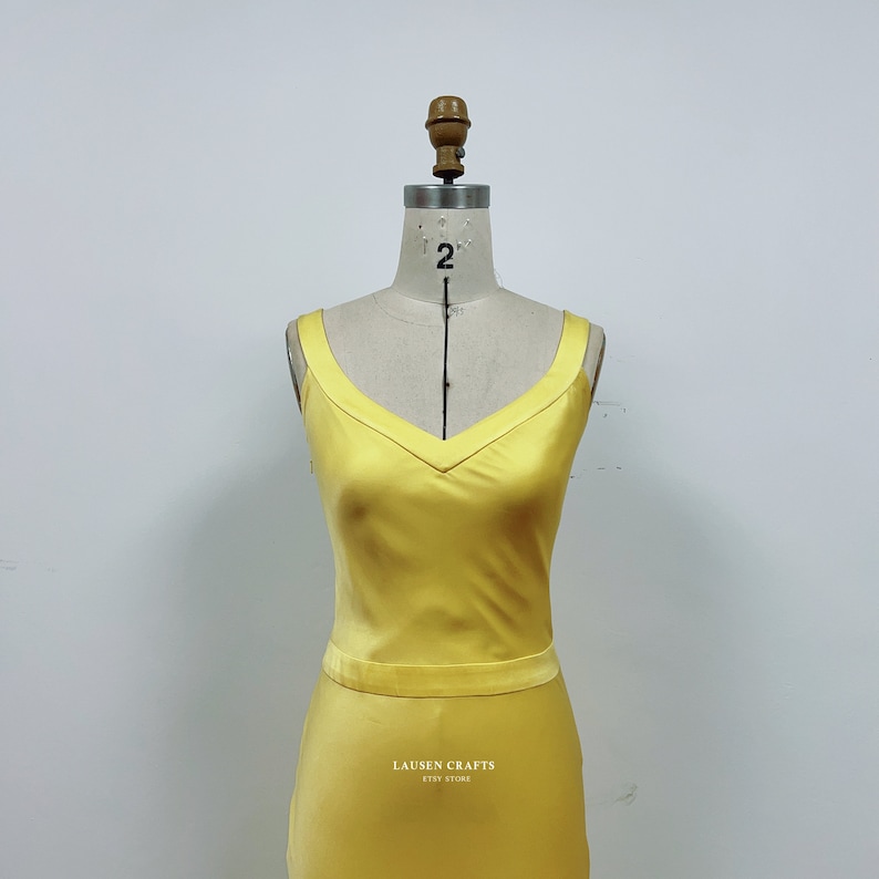 Yellow Satin Evening Gown Yellow Satin Prom Dress Yellow Dress How to Lose Custom Satin Formal Dress image 3