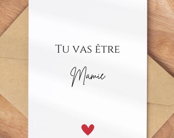 Carte annonce de grossesse mamie - Carte à imprimer - Annonce bébé originale grand-mère - idée annonce grossesse