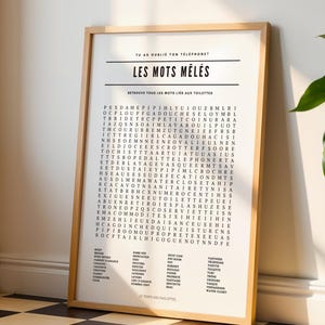 Póster de búsqueda de palabras: El inodoro - Póster minimalista para baños y aseos - Póster imprimible imagen 1