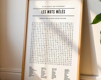Word Search Poster: The Toilet - Minimalist Poster for Toilets and Bathrooms - Printable Poster
