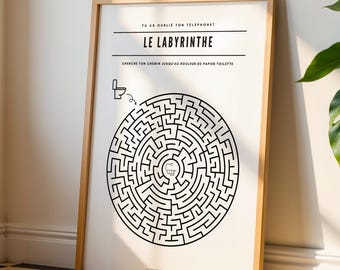 Toilettenlabyrinth-Poster – Minimalistisches Toiletten- und Badezimmerposter – Toilettenposter – Druckbares Poster von Les Petits (PDF)