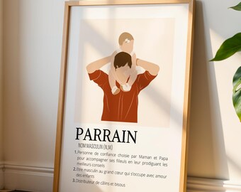 Godfather definition poster - gift for godfather - personalized godfather gift