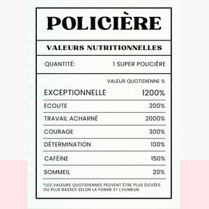 Valeur Nutritionnelle Policière Fichier PNG/SVG – Clipart en Français pour Sublimation, Cricut, DIY Tumbler – Valeur nutritive Policière